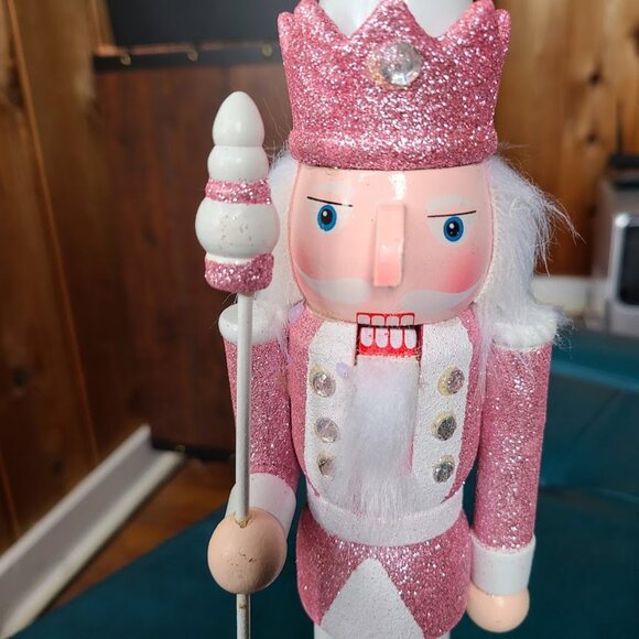 Pink Christmas Nutcracker Soldier Wooden Statue Holiday Decor Xmas Decoration - Picture 6 of 15